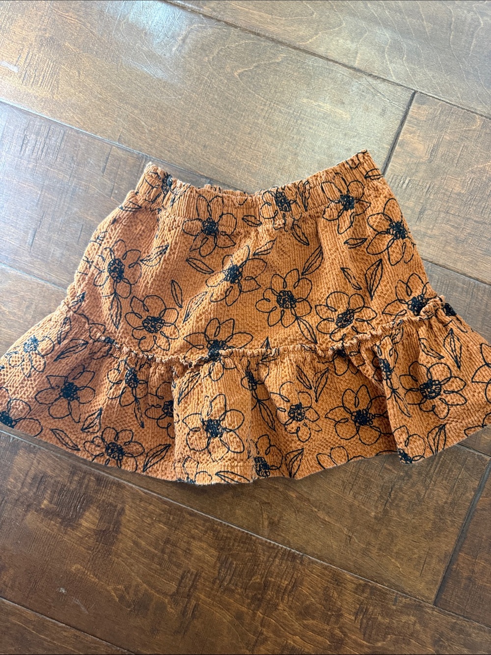 Jessica Simpson Rust Orange Floral  Skirt with Ruffle Hem